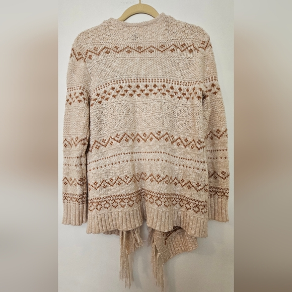 Old Navy Sweaters Fringed Cotton Blend Southwestern Boho Waterfall Cream Size L - Picture 6 of 8